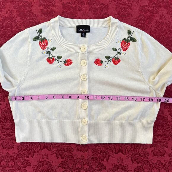 Retro Chic by Torrid Cottagecore Strawberry Cropped Cardigan Sweater Size 0 - Picture 11 of 16